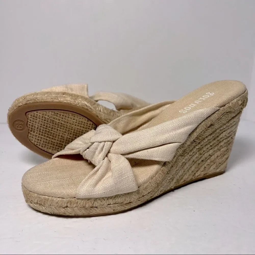 Soludos Ivory Knotted Wedge Espadrille Heels 6.5‎